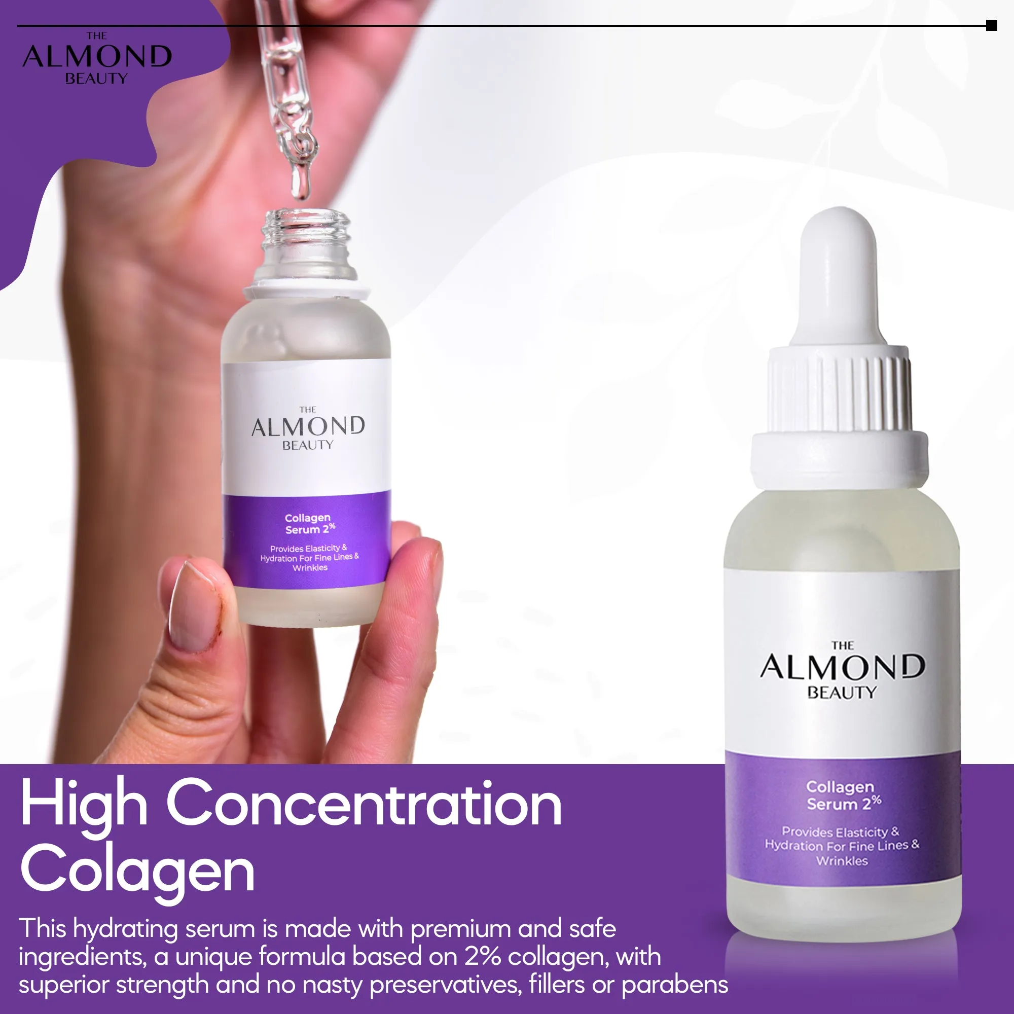 Collagen Serum 2% Provides Elasticity & Hydration For Fine Lines & Wrinkles