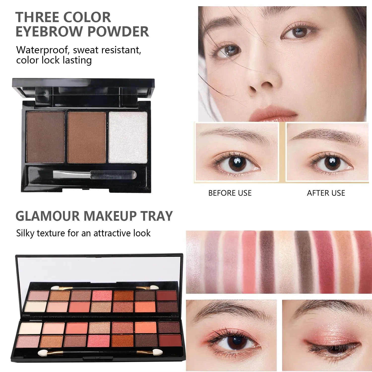 Comprehensive Makeup Collection: 2x14 Eyeshadow Palettes & 20 Brushes for Women & Teens (Black)