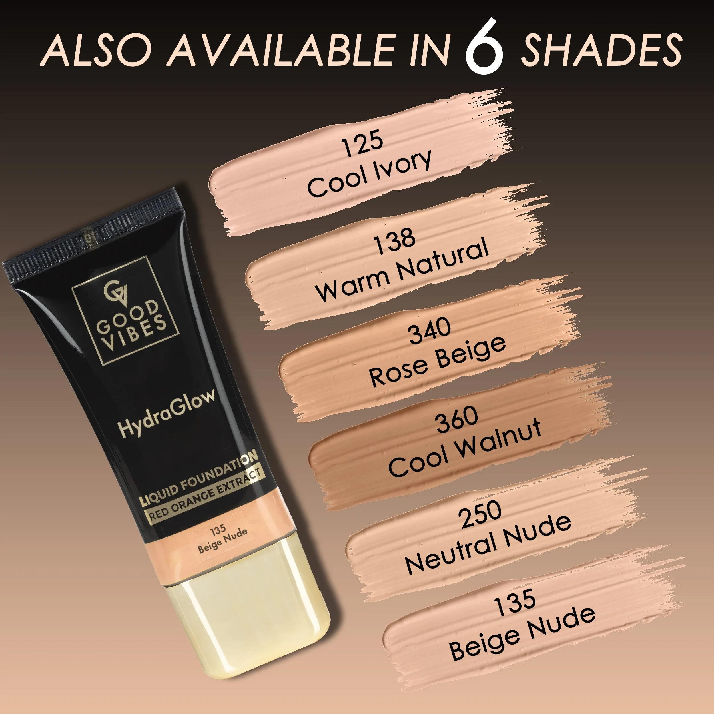 Good Vibes HydraGlow Liquid Foundation (30ml) - 135 Beige Nude