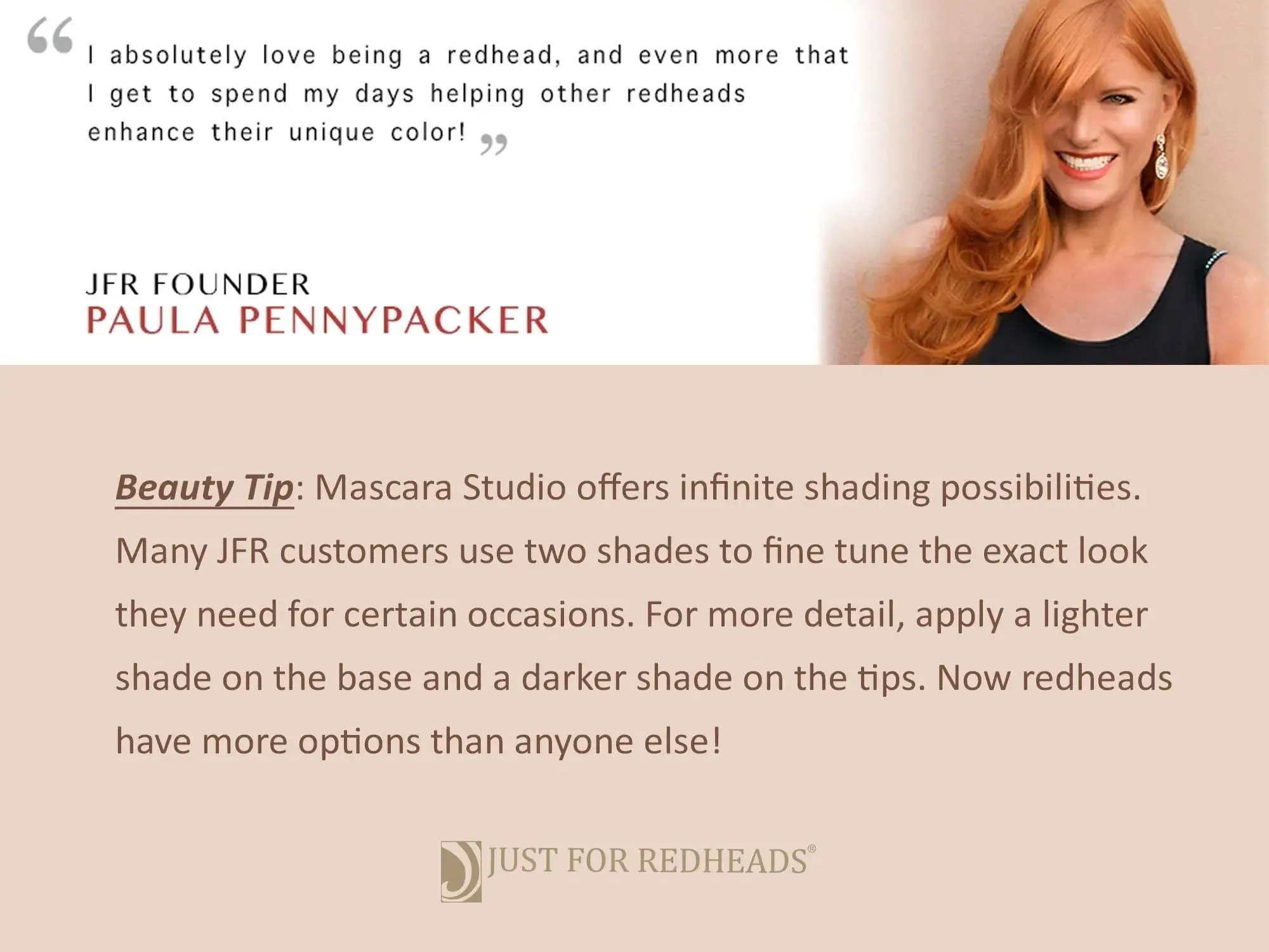 Just For Redheads Mascara Studio - Lashes Volumizer for Women With Dual-Ended Lash Comb and Brush - Lengthening & Defining Lashes, Smudge-Proof, Water Resistant - Made in the USA (GingerAuburn)